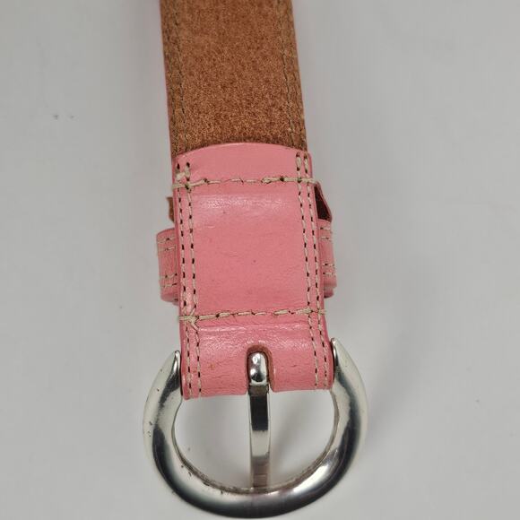 VTG pink Fossil leather belt bow detail size XL 1 " wide classic - Picture 4 of 6